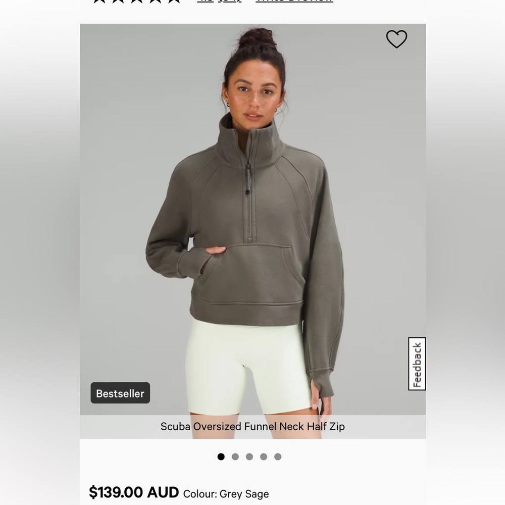 Scuba Oversized Funnel Neck Half Zip, Grey Sage, M/L